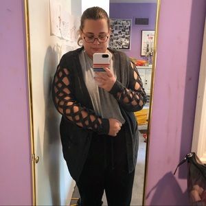 ELOQUII Cut Out Sleeve Cardigan Sweater